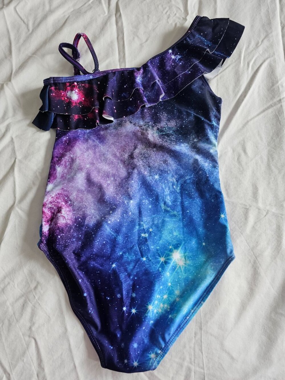 Looks like HowJoJo Girls One Piece Swimsuit Space One Shoulder Size 9/10 - Picture 2 of 6